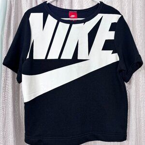 Vintage Y2K Nike Big Logo Shirt Black White Tee Swoosh Graphic Top M Streetwear